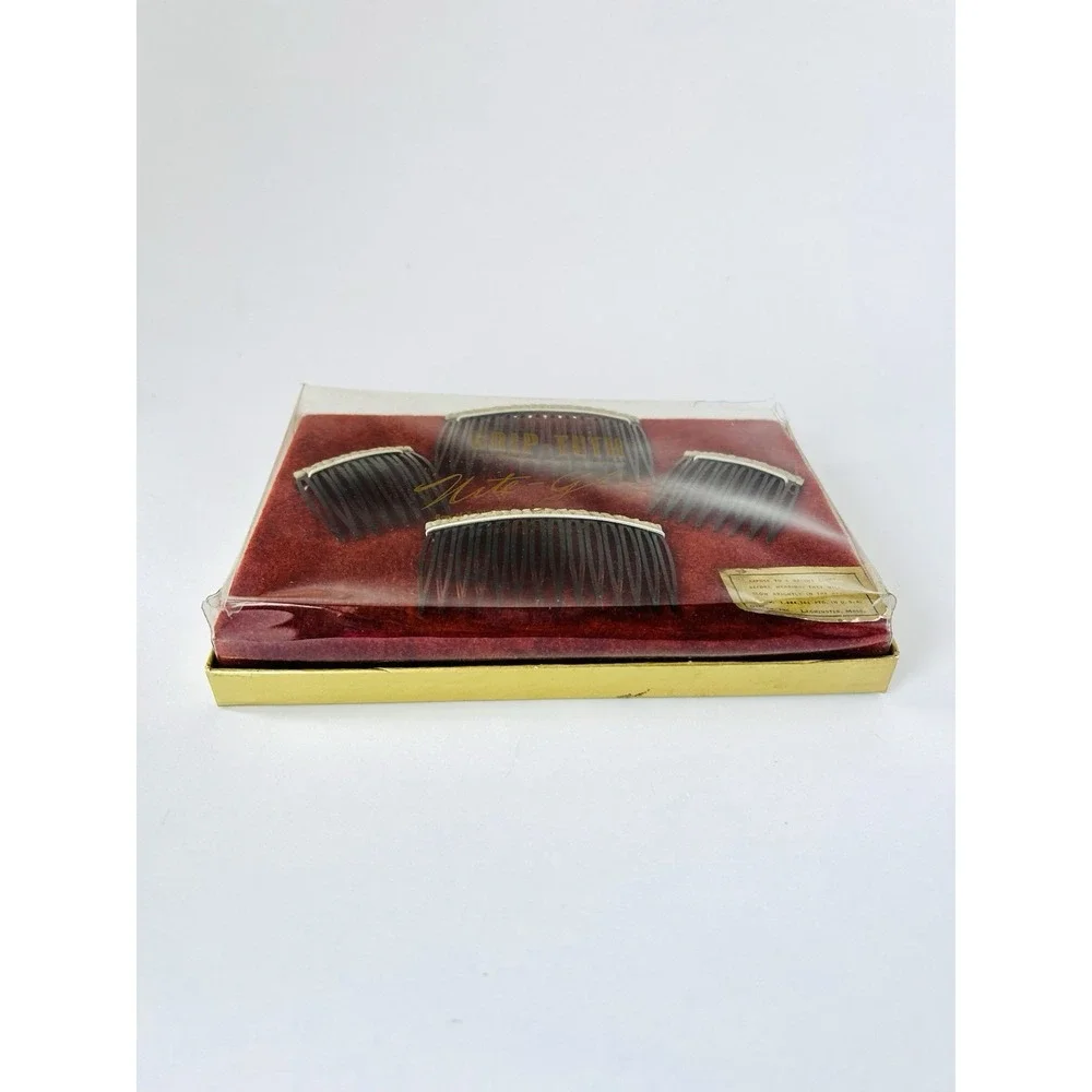 Vintage‎ Grip-Tuth Nite-Glo Glow In The Dark Tortoiseshell Hair Combs In Box